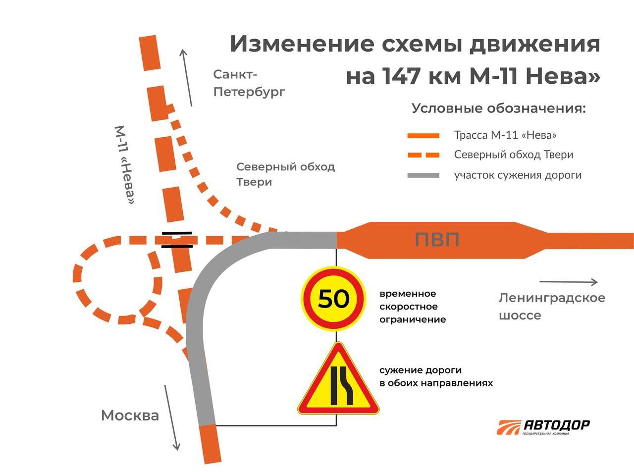 На транспортной развязке трассы М-11 «Нева» под Тверью изменили схему  движения - Авторадио Воткинск (Республика Удмуртия) 107,3 FM